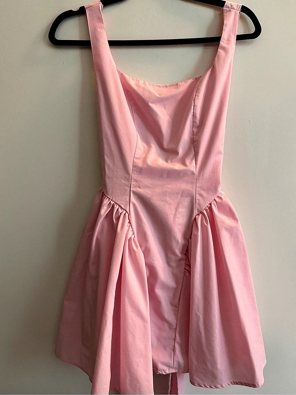 All in Favor Square Neck Drop Waist Bow Mini Dress Pink Like New